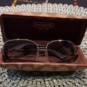 Rarely worn COACH Gunmetal Frame Sunglasses with Dark Gray Gradient Lenses.